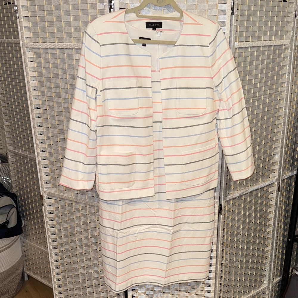 Talbots White Set with colored Stripes